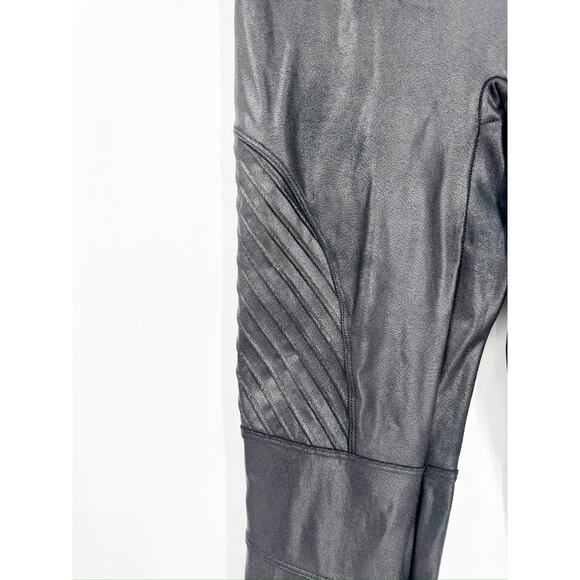 Spanx Black Faux Leather High Rise Moto Leggings Size Large - Picture 5 of 7